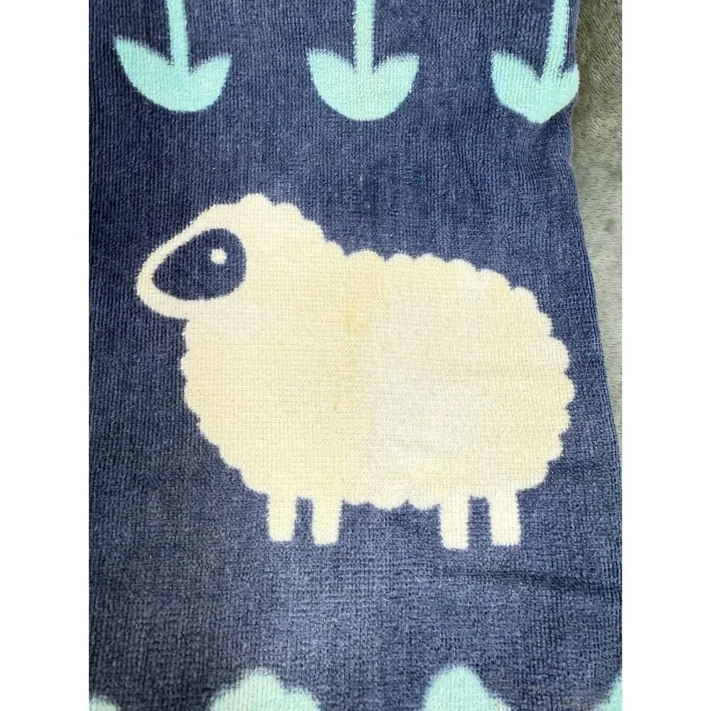 Speckta Designs 1986 Vintage Farm Animal Towel Navy 80s Novelty Geese Pigs Cows